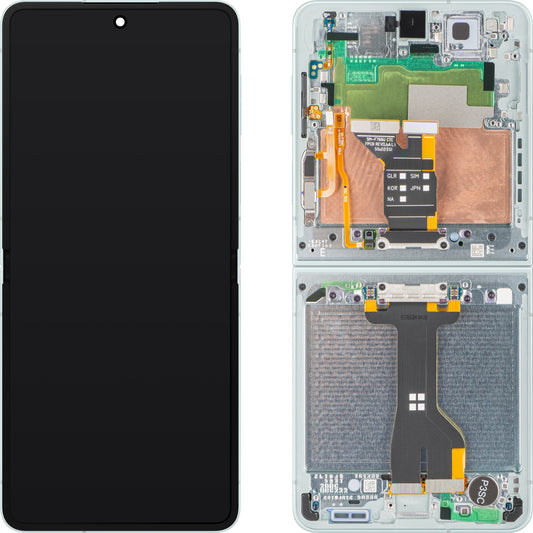 Samsung Galaxy Z Flip7 F766 Touchscreen-Display mit Rahmen, Unterer Innenteil, Grün (Mint), Service Pack GH82-37581E