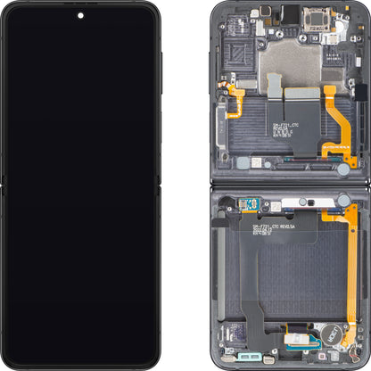 Display mit Touchscreen Samsung Galaxy Z Flip4 F721, mit Rahmen, Unterer Innenteil, Grau (Graphite), Service Pack GH82-30238A