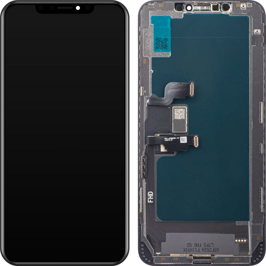 ZY Touchscreen Display für Apple iPhone XS Max, mit Rahmen, In-Cell LCD Version, Schwarz 