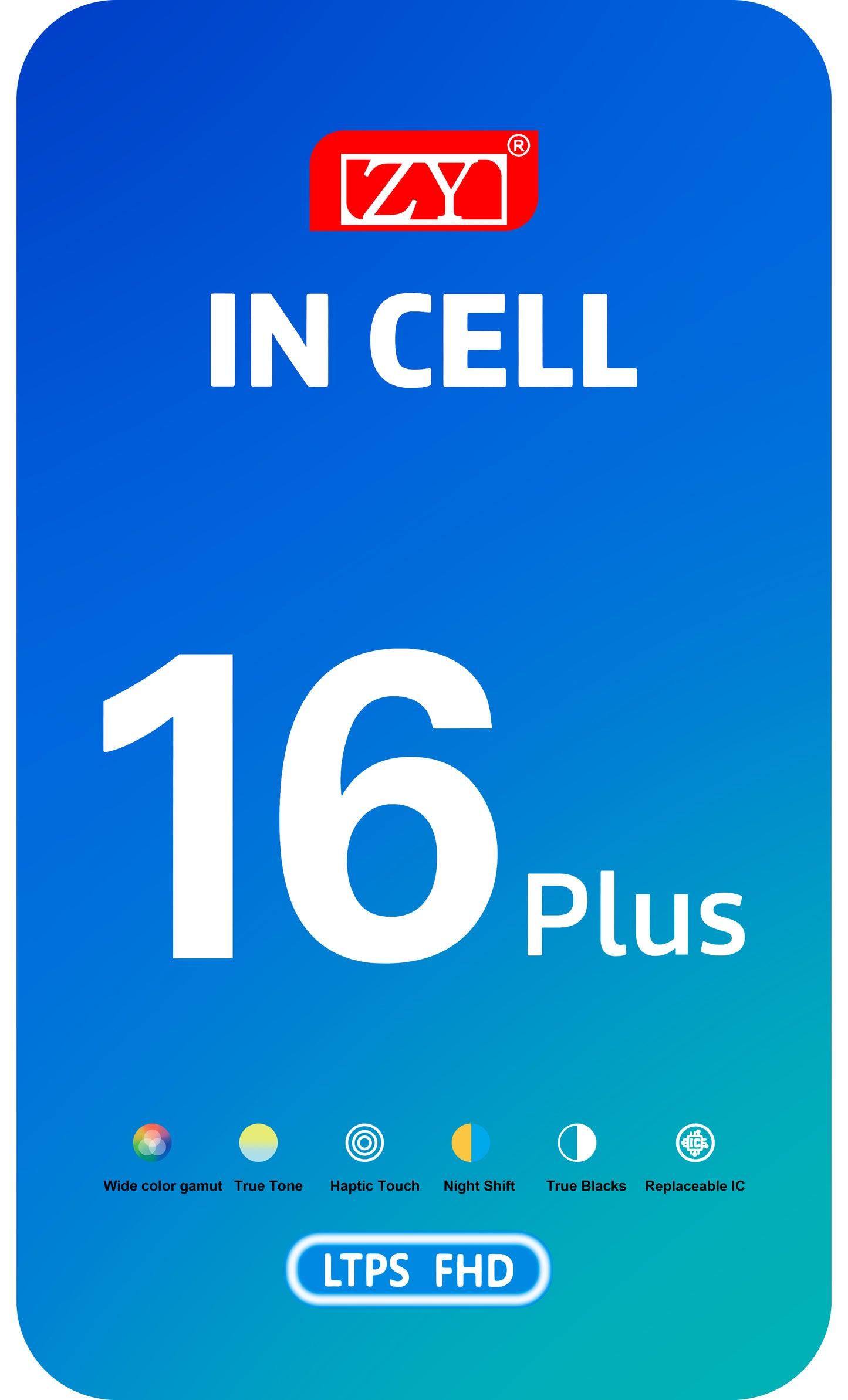 Display mit Touchscreen ZY für Apple iPhone 16 Plus, mit Rahmen, LCD In-Cell Version, Schwarz