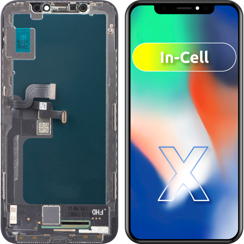 ZY Touchscreen Display für Apple iPhone X, mit Rahmen, In-Cell LCD Version, Schwarz
