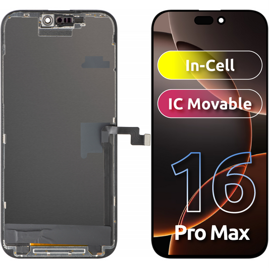 Display mit Touchscreen ZY für Apple iPhone 16 Pro Max, mit Rahmen, LCD In-Cell IC Movable Version, Schwarz