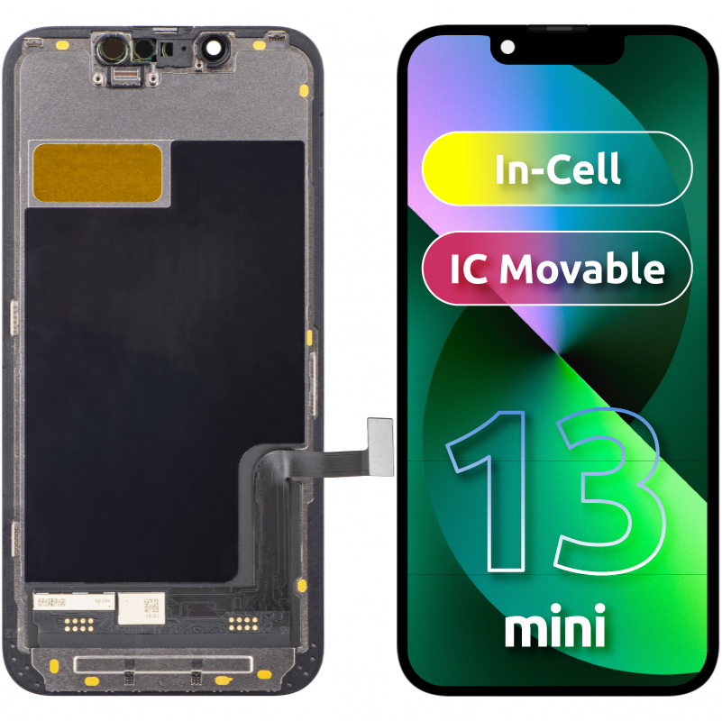 ZY Touchscreen Display for Apple iPhone 13 mini, with Frame, Movable In-Cell IC LCD Version, Black