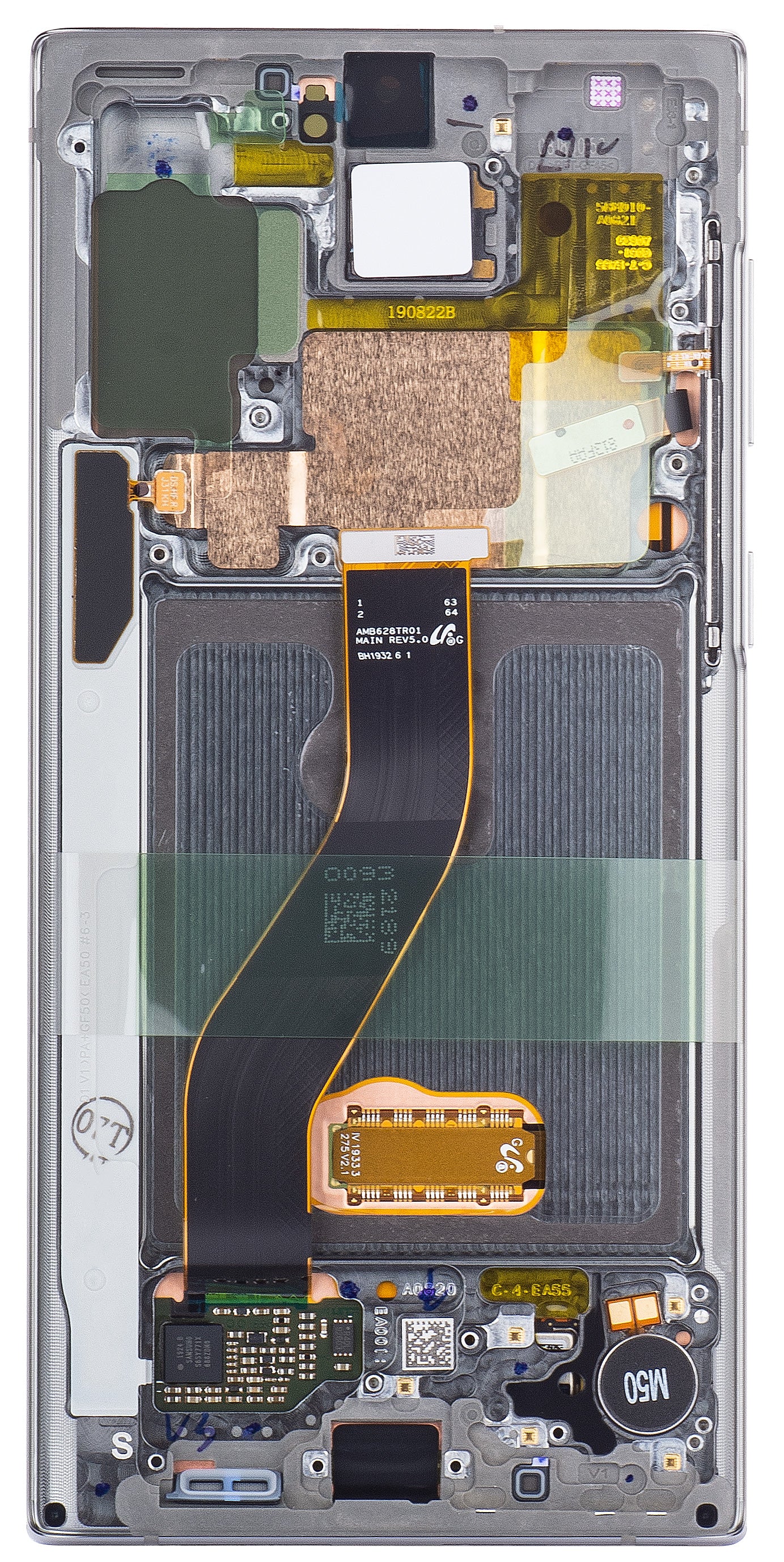 Touchscreen Display Samsung Galaxy Note10 N970, mit Rahmen, Silber (Aura Weiß), Service Pack GH82-20818C