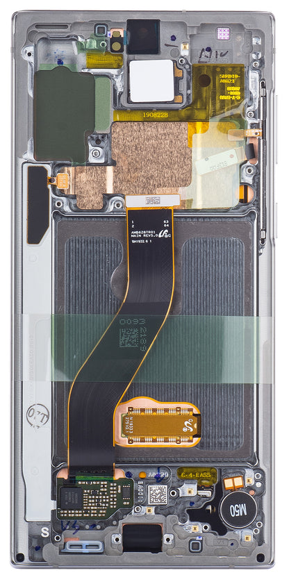 Touchscreen Display Samsung Galaxy Note10 N970, mit Rahmen, Silber (Aura Weiß), Service Pack GH82-20818C