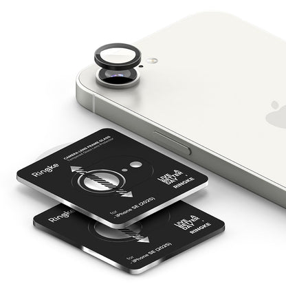Schutzfolie Ringke für die Rückkamera des Apple iPhone 16e, gehärtetes Glas, Set mit 2 Stück, Schwarz