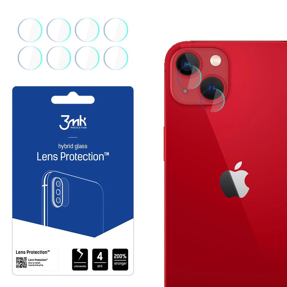 3MK Schutzfolie für die Rückkamera des Apple iPhone 13, flexibles Glas, 4er-Set, transparent