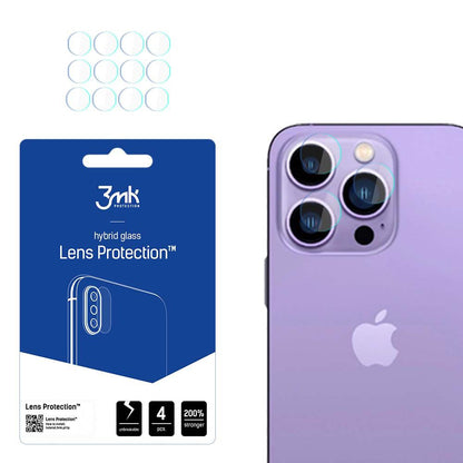 3MK Schutzfolie für die Rückkamera für Apple iPhone 14 Pro Max / 14 Pro, flexibles Glas, 4er-Set, transparent