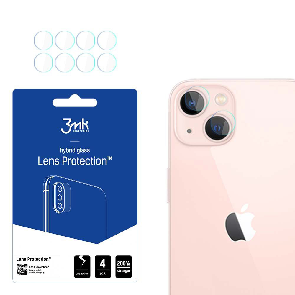 3MK Schutzfolie für die Rückkamera des Apple iPhone 14, flexibles Glas, 4er-Set, transparent
