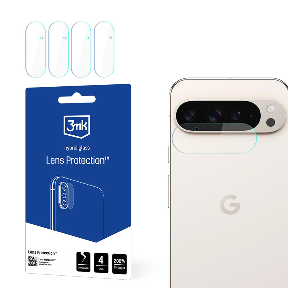 3MK Schutzfolie für die Rückkamera des Google Pixel 9 Pro XL, flexibles Glas, 4er-Set, transparent