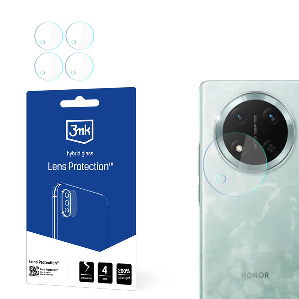 3MK Schutzfolie für die Rückkamera des Honor Magic7 Lite, flexibles Glas, 4er-Set, transparent