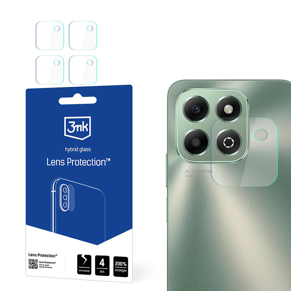 3MK Schutzfolie für die Rückkamera des Honor X6b, flexible Glasfolie, 4er-Set, transparent