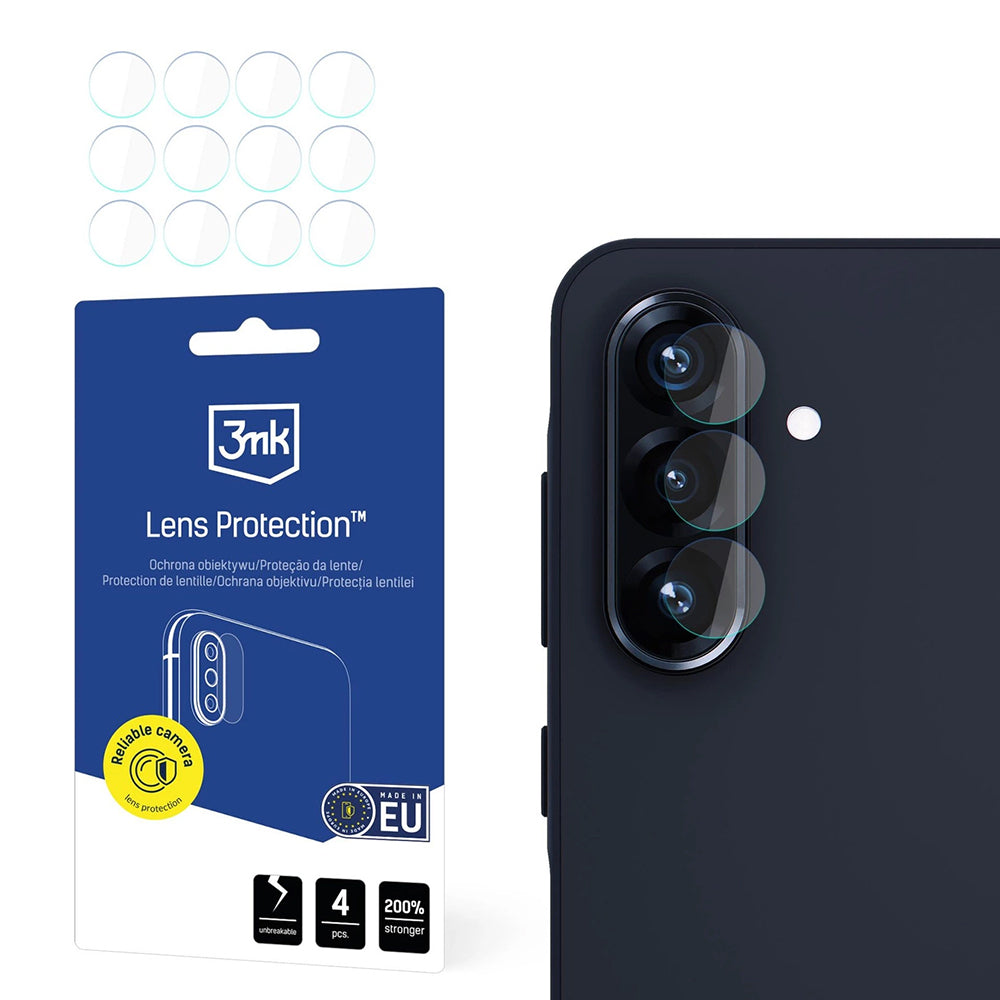 3MK Schutz Rückkamera-Schutzfolie für Samsung Galaxy A56 A566, Flexibles Glas, 4er-Set, Transparent