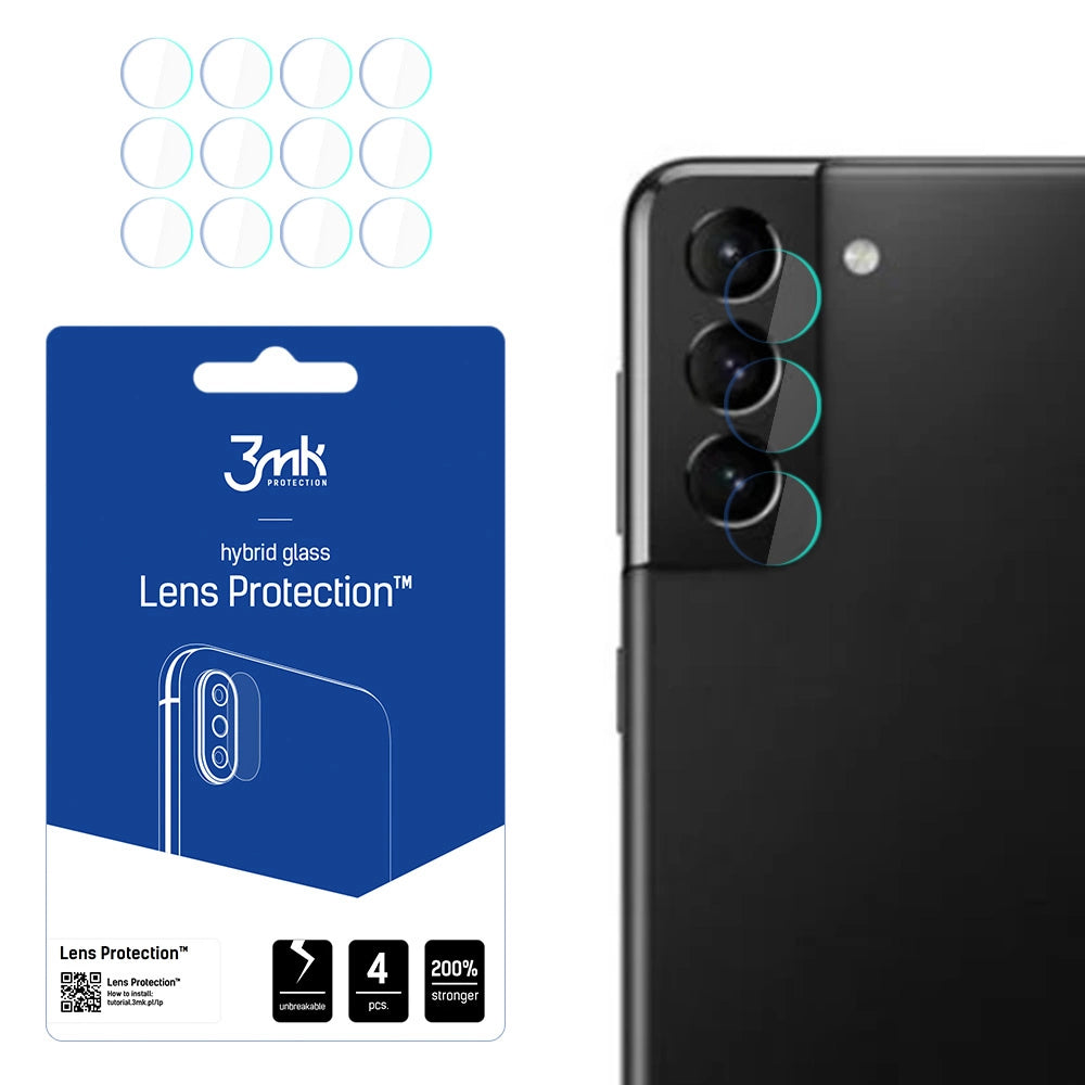 3MK Schutzfolie für die Rückkamera des Samsung Galaxy S21 5G G991, flexibles Glas, 4er-Set, transparent