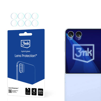 3MK Schutzfolie für die Rückkamera des Samsung Galaxy Z Flip7 F766, flexibles Glas, 4er-Set, transparent
