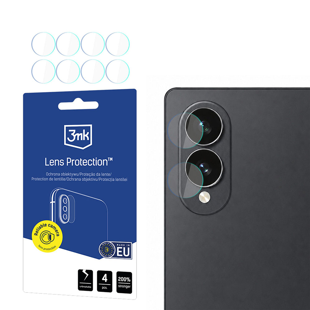 3MK Schutzfolie für die Rückkamera des Samsung Galaxy Z Fold8 F976, gehärtetes Glas, 4er-Set, transparent