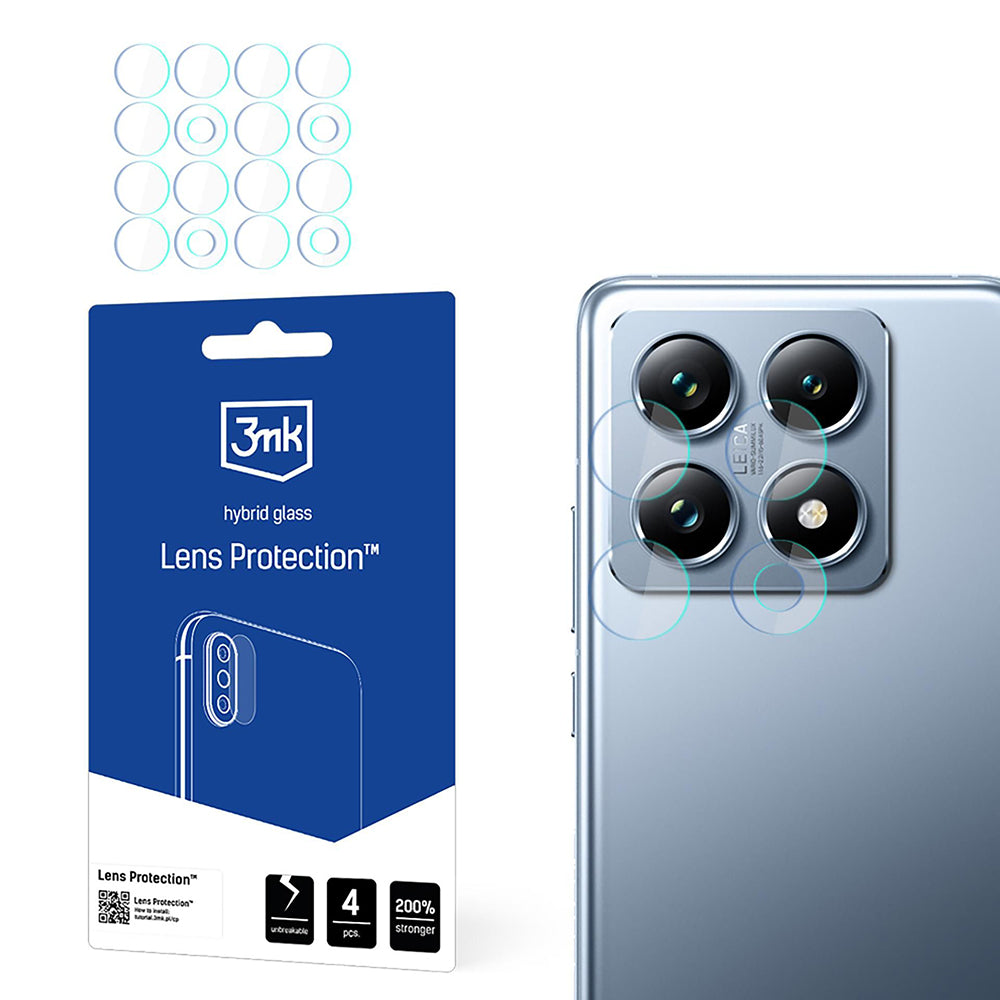 3MK Schutzfolie für die Rückkamera für Xiaomi 14T Pro / 14T, flexibles Glas, 4 Stück Set, transparent