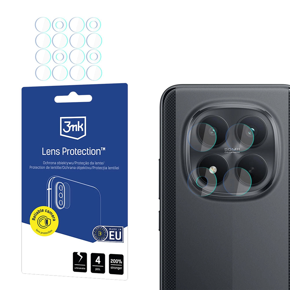 3MK Schutzfolie für die Rückkamera des Xiaomi Poco M8 Pro, gehärtetes Glas, 4er-Set, transparent