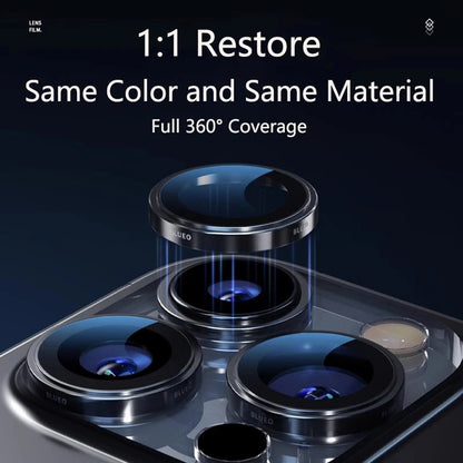 Blueo 99 Anti-Reflektierende HD Rückkamera-Schutzfolie für Apple iPhone 16 Pro Max / 16 Pro, gehärtetes Glas, Metallic Grau