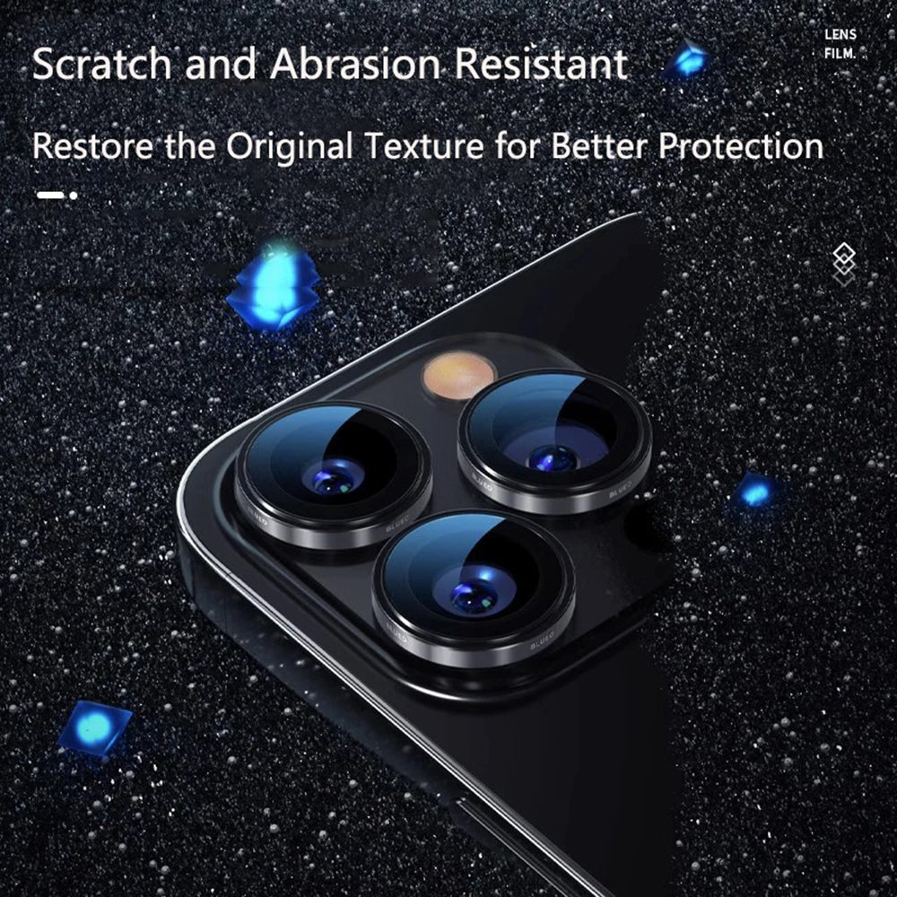 Blueo 99 Anti-Reflektierende HD Rückkamera-Schutzfolie für Apple iPhone 16 Pro Max / 16 Pro, gehärtetes Glas, Metallic Grau
