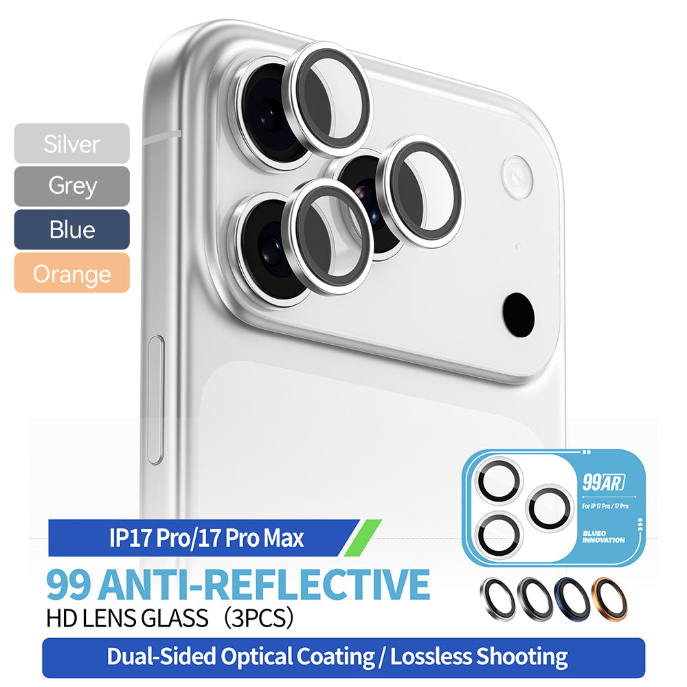 Schutzfolie Blueo 99 Anti-Reflektierend HD für Apple iPhone 17 Pro Max / 17 Pro, gehärtetes Glas, Silberfarben