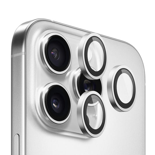 Blueo Metal Frame Rückkamera-Schutzfolie für Apple iPhone 14 Pro Max / 14 Pro, gehärtetes Glas, Silber