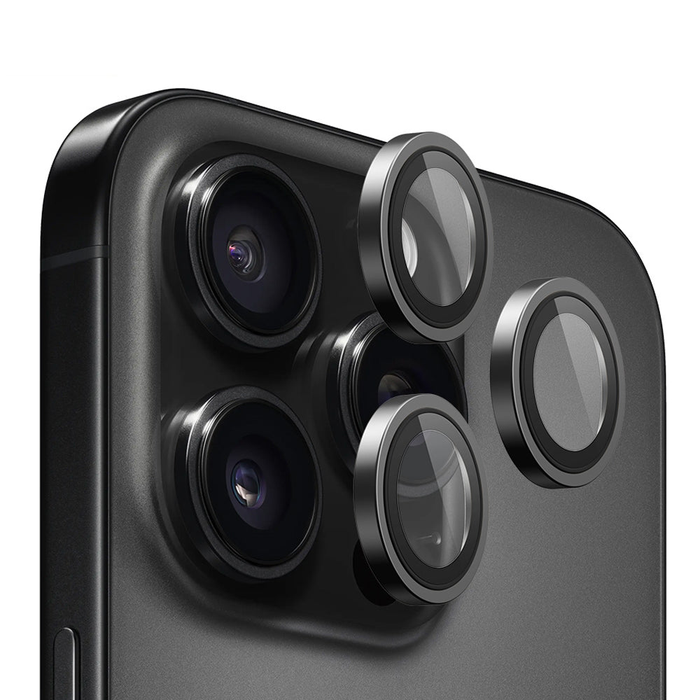 Blueo Metal Frame Rückkamera-Schutzfolie für Apple iPhone 14 Pro Max / 14 Pro, gehärtetes Glas, Schwarz