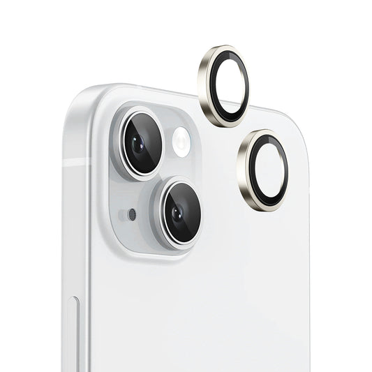 Blueo Metal Frame Rückkamera-Schutzfolie für Apple iPhone 15 Plus / 15, gehärtetes Glas, gelb