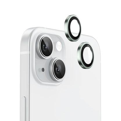 Blueo Metal Frame Rückkamera-Schutzfolie für Apple iPhone 15 Plus / 15, gehärtetes Glas, Grün