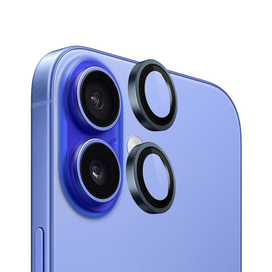 Blueo Metal Frame Rückkamera-Schutzfolie für Apple iPhone 16 Plus / 16, gehärtetes Glas, Blau