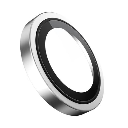 Blueo Metal Frame Rückkamera-Schutzfolie für Apple iPhone 16 Plus / 16, gehärtetes Glas, Silber