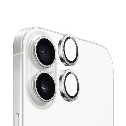 Blueo Metal Frame Rückkamera-Schutzfolie für Apple iPhone 16 Plus / 16, gehärtetes Glas, Silber