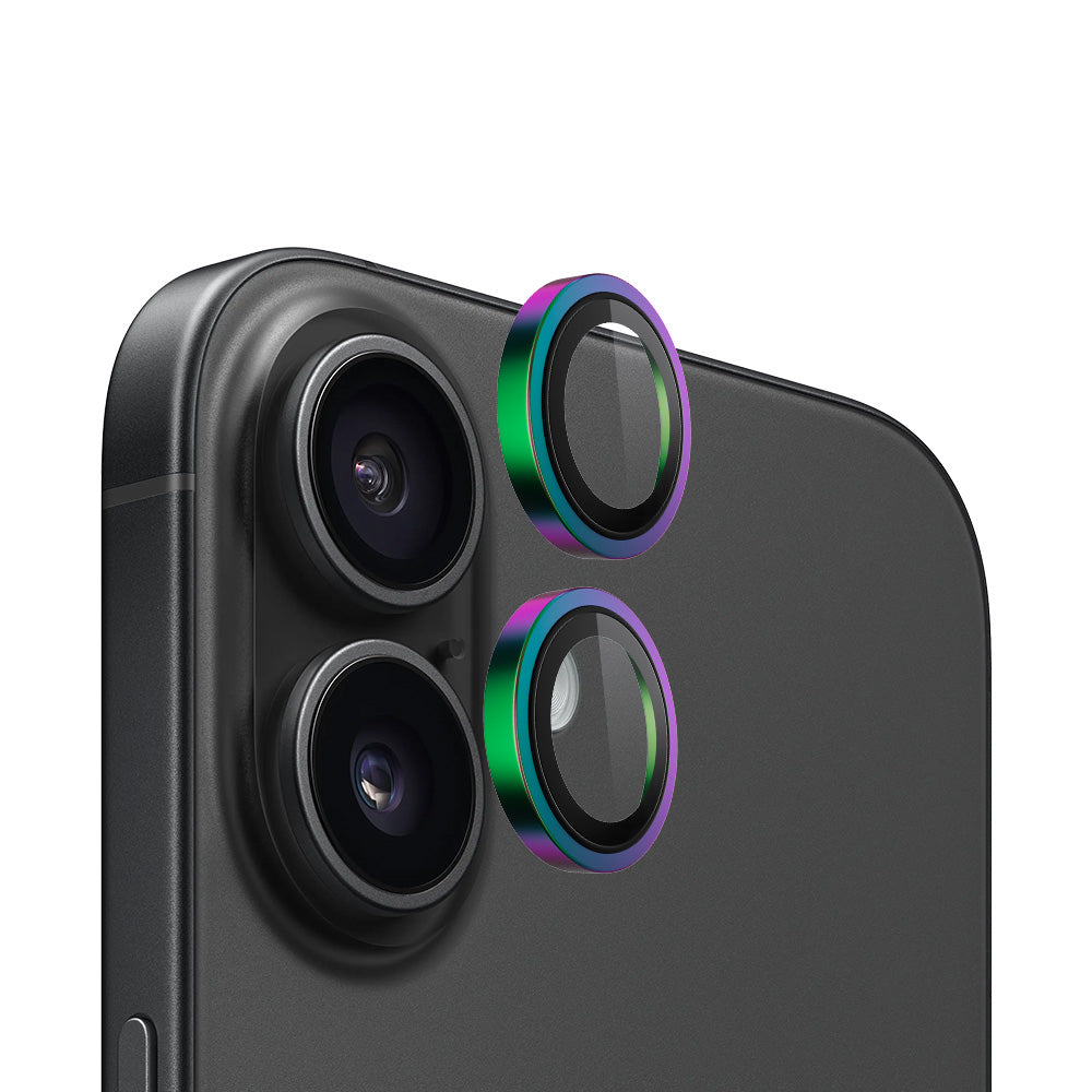 Blueo Metal Frame Rückkamera-Schutzfolie für Apple iPhone 16 Plus / 16, gehärtetes Glas, mehrfarbig