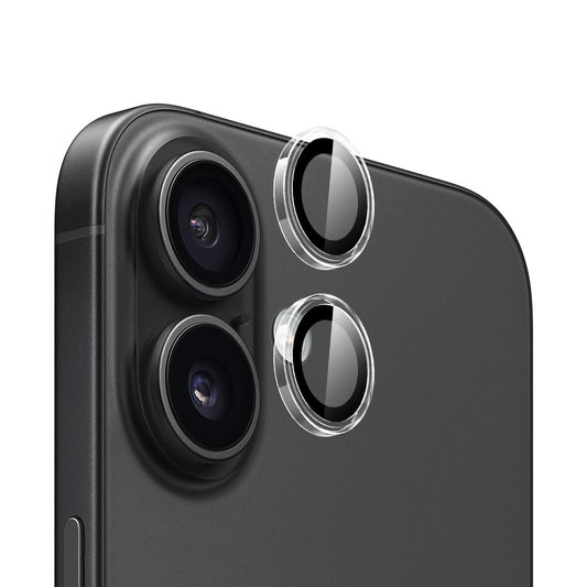 Blueo Metal Frame Rückkamera-Schutzfolie für Apple iPhone 16 Plus / 16, gehärtetes Glas, transparent