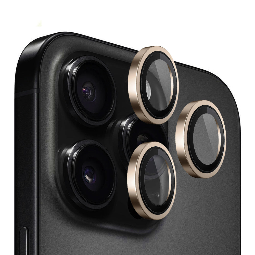 Blueo Metal Frame Rückkamera-Schutzfolie für Apple iPhone 16 Pro Max / 16 Pro, gehärtetes Glas, Bronze