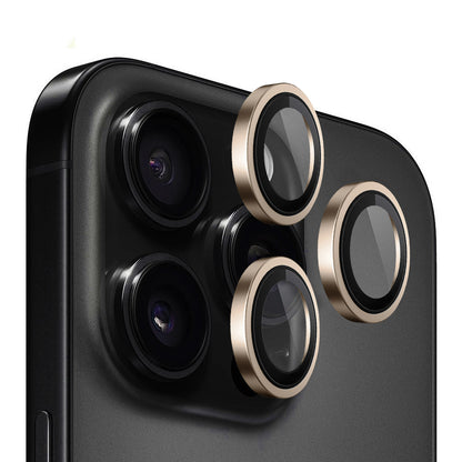 Blueo Metal Frame Rückkamera-Schutzfolie für Apple iPhone 16 Pro Max / 16 Pro, gehärtetes Glas, Bronze