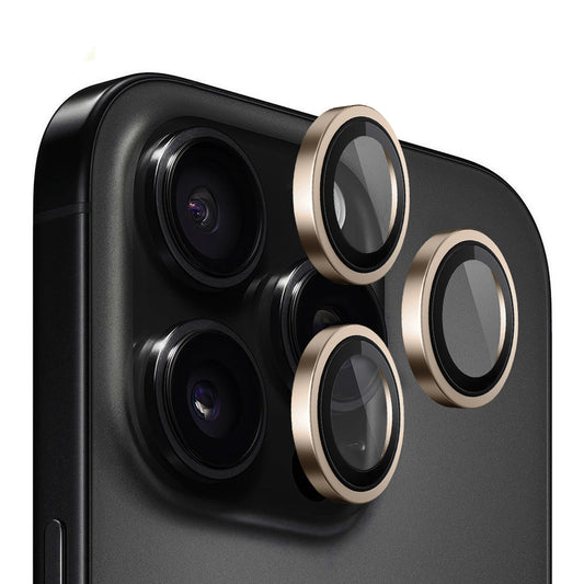 Blueo Metal Frame Rückkamera-Schutzfolie für Apple iPhone 16 Pro Max / 16 Pro, gehärtetes Glas, Bronze