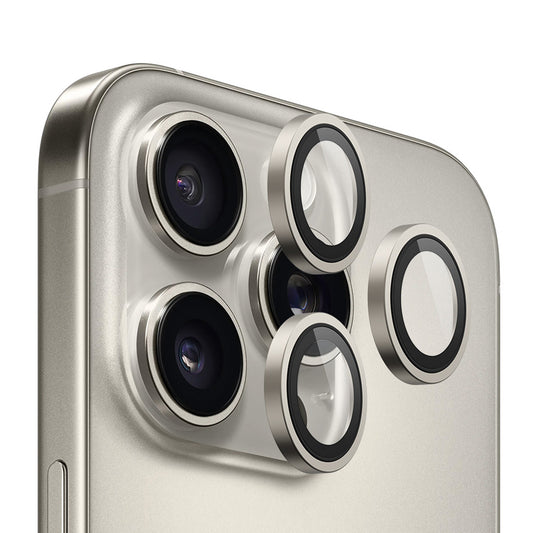 Blueo Metal Frame Rückkamera-Schutzfolie für Apple iPhone 16 Pro Max / 16 Pro, gehärtetes Glas, Metallic Grau
