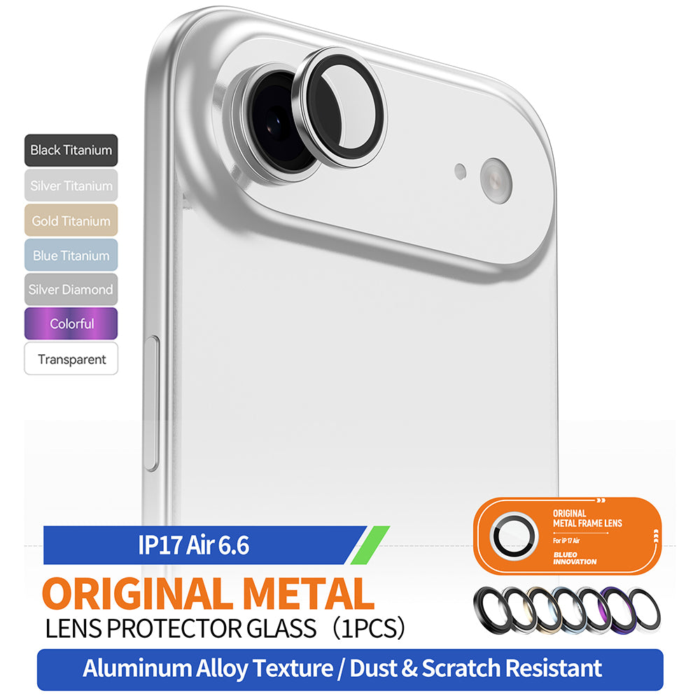 Schutzfolie Blueo Metal Frame für die Rückkamera des Apple iPhone 17 Air, gehärtetes Glas, Schwarz