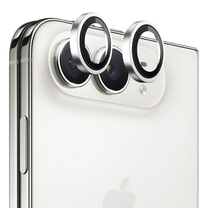 Blueo Schutzfolie für die Rückkamera mit Metallrahmen für Apple iPhone Duo, gehärtetes Glas, Silberfarben