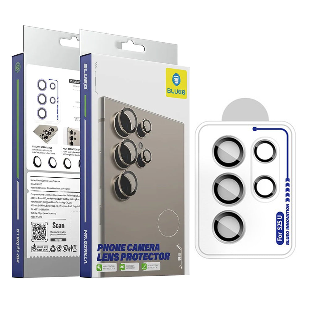 Schutzfolie Blueo für die Rückkamera des Samsung Galaxy S26 Ultra S948, gehärtetes Glas, Schwarz