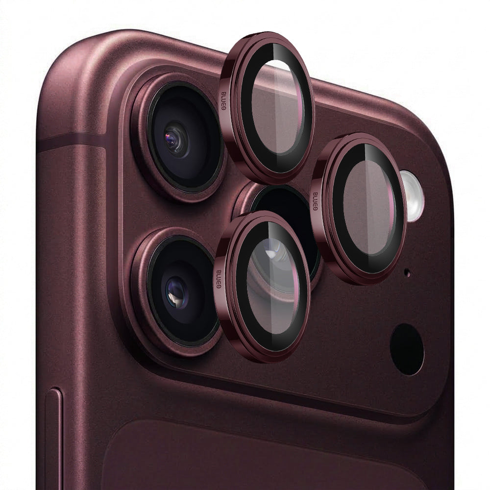 Blueo Sapphire Crystal Schutzfolie für die Rückkamera des Apple iPhone 18 Pro / 18 Pro Max, gehärtetes Glas, Burgunderrot