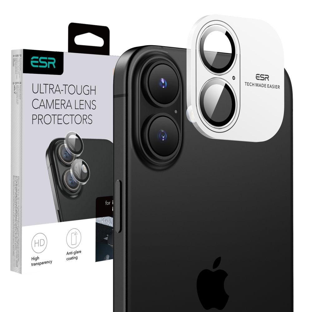 Schutzfolie ESR Armorite für die Rückkamera für Apple iPhone 17 / 16 Plus / 16, gehärtetes Glas, Transparent