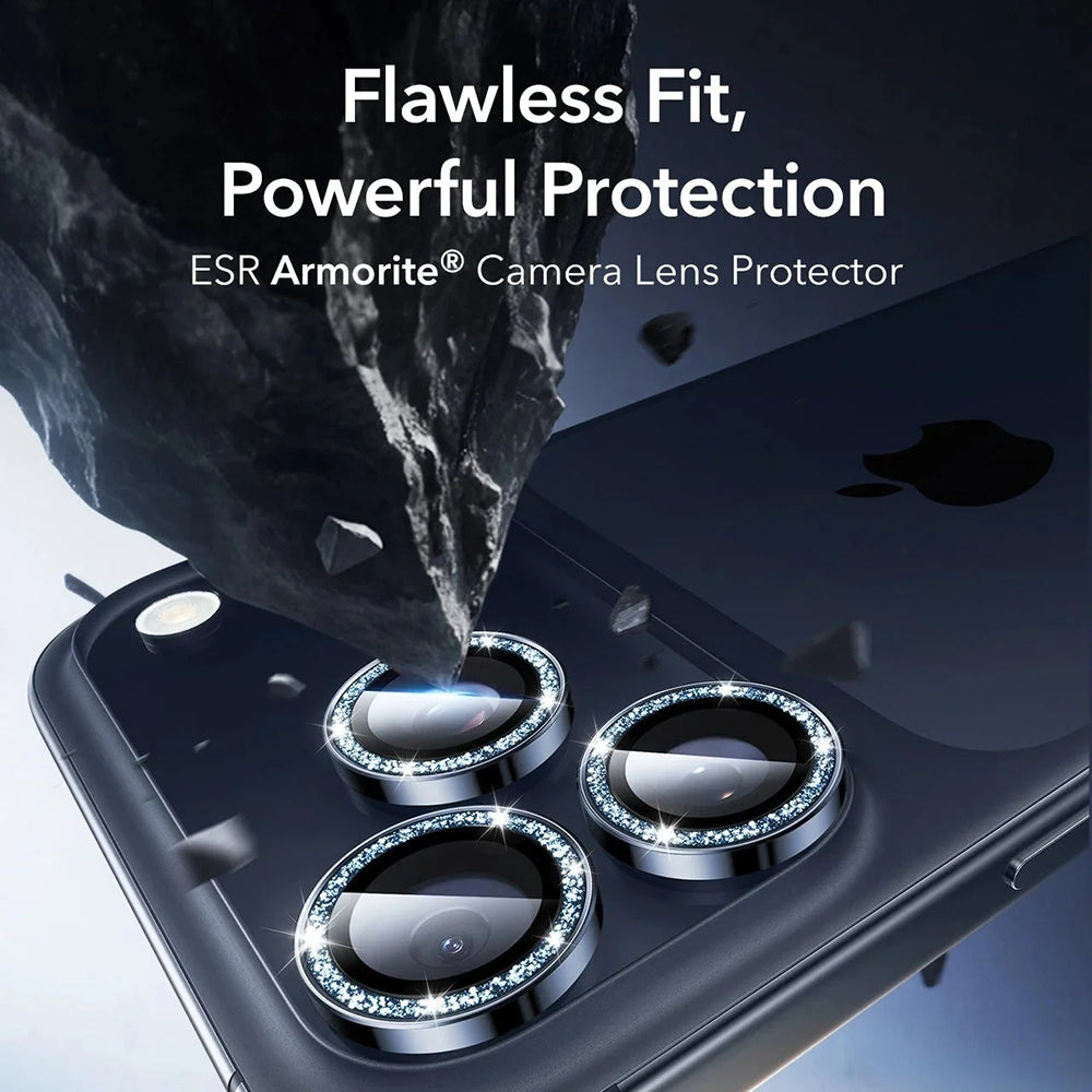 ESR Glitter Diamond Armorite Rear Camera Protector for Apple iPhone 17 Pro Max / 17 Pro, Tempered Glass, Full Glue, Blue