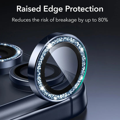 ESR Glitter Diamond Armorite Rear Camera Protector for Apple iPhone 17 Pro Max / 17 Pro, Tempered Glass, Full Glue, Blue