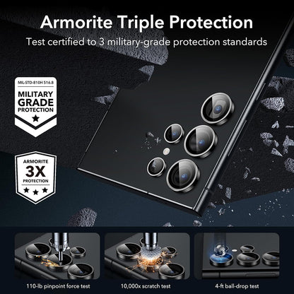 Schutzfolie ESR für die Rückkamera des Samsung Galaxy S24 Ultra S928, gehärtetes Glas, Set mit 2 Stück, Schwarz