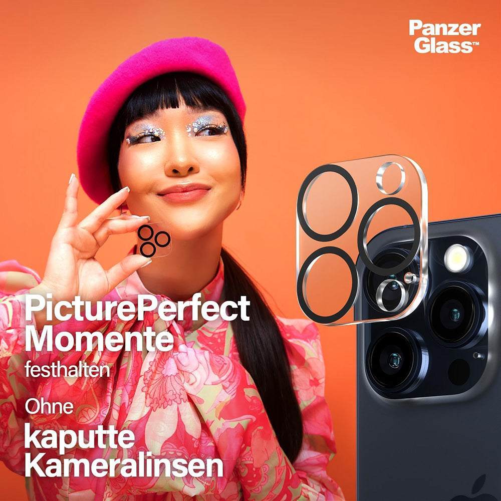 Schutzfolie PanzerGlass PicturePerfect für die Rückkamera des Apple iPhone 16 Pro Max / 16 Pro, gehärtetes Glas, Transparent