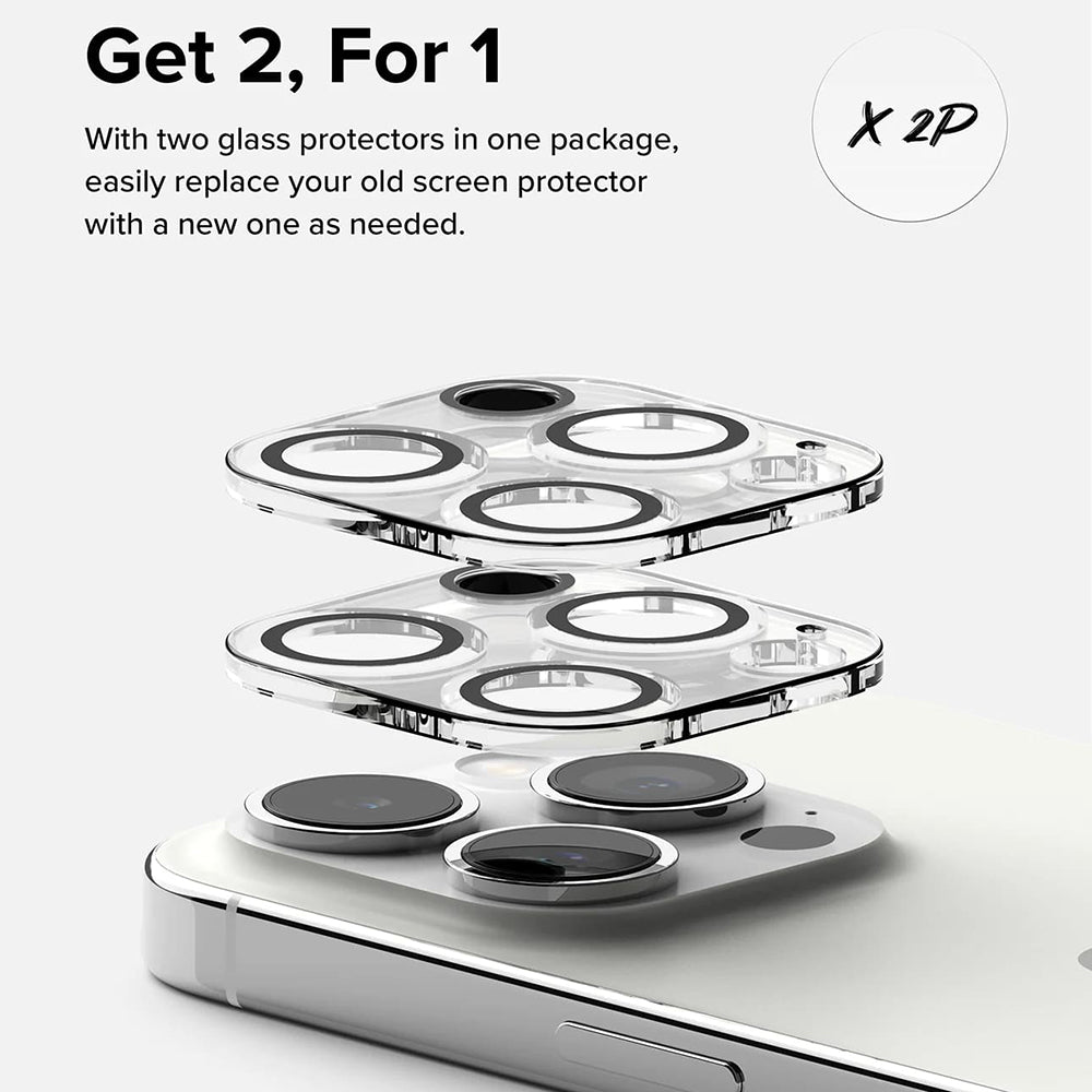 Schutzfolie Ringke Rückkamera für Apple iPhone 15 Pro Max, Gehärtetes Glas, Set 2 Stück, Transparent