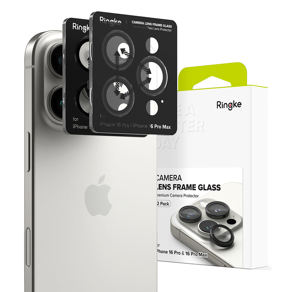 Schutzfolie Ringke Rückkamera für Apple iPhone 16 Pro Max / 16 Pro, gehärtetes Glas, Set 2 Stück, Schwarz