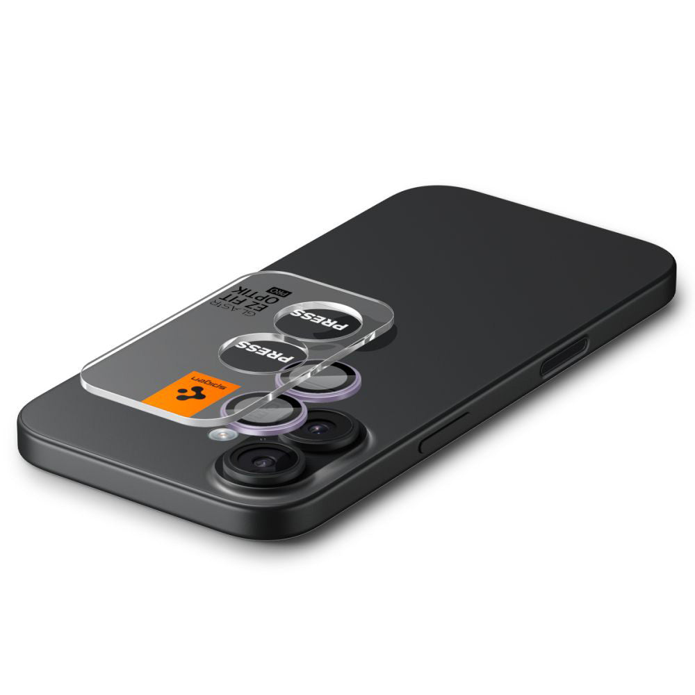 Schutzfolie für die Rückkamera Spigen GlastR EZ FIT Optik Pro für Apple iPhone 17 / 16 Plus / 16, gehärtetes Glas, Set mit 2 Stücken, Lila